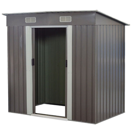 Wallaroo Garden Shed Flat 4ft x 6ft Outdoor Storage Shelter - Grey