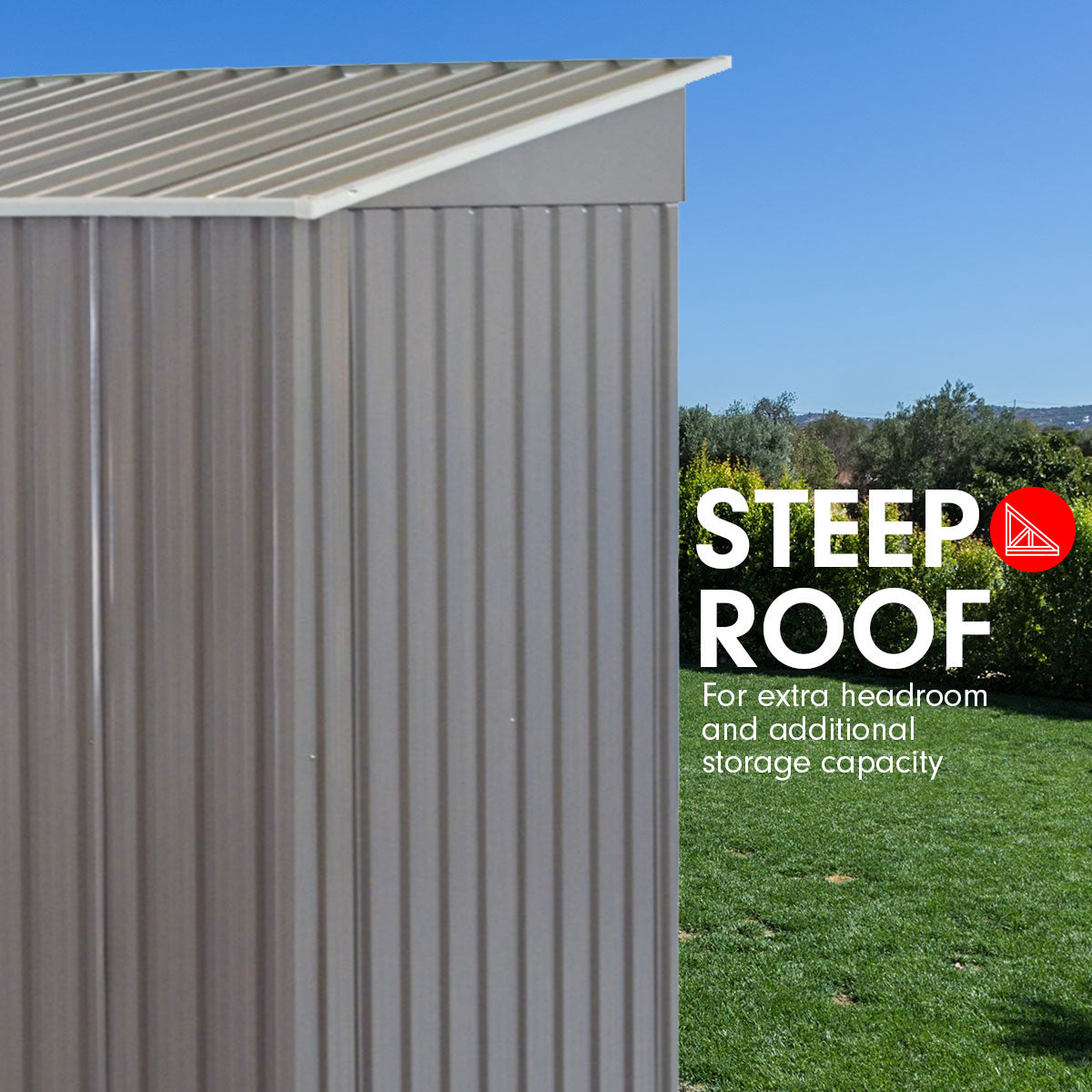 Wallaroo 4ft x 8ft Garden Shed Flat Roof Outdoor Storage - Grey