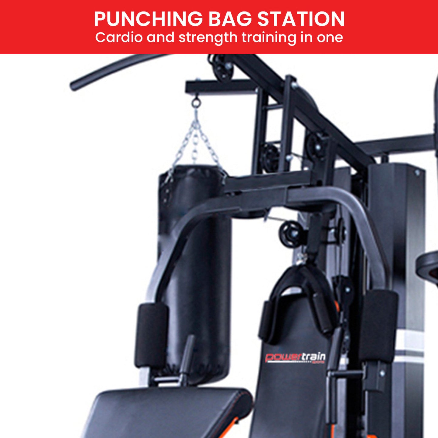 Powertrain Multi Station Home Gym 150lbs Weights Punching Bag