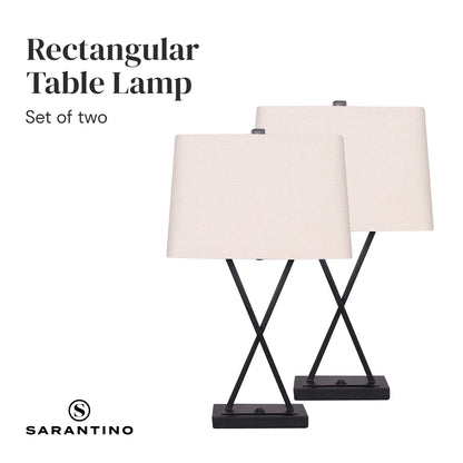 Sarantino Metal Table Lamp Pair Rectangular Shade X Stand