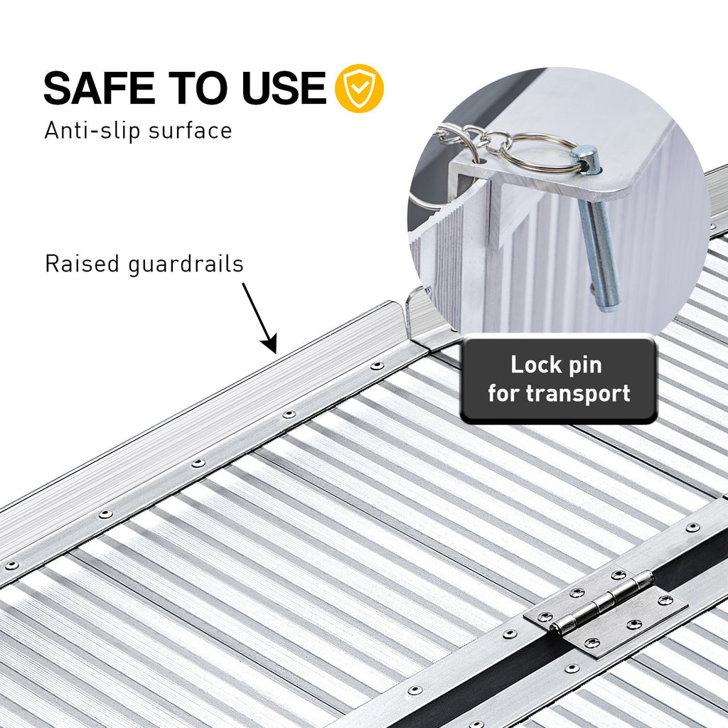 Kartrite 4ft Aluminium Foldable Wheelchair Ramp Non-Slip R02 Silver
