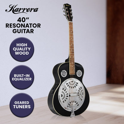 Karrera 40in Resonator Guitar - Black