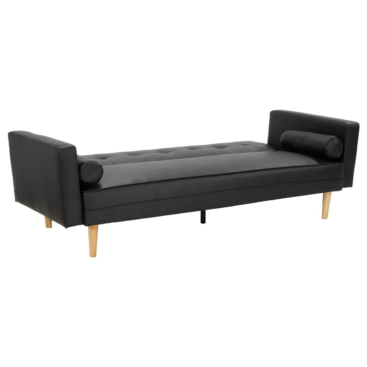 Sarantino Madison Faux Leather Sofa Bed Lounge Couch Futon Furniture Home Suite - Black