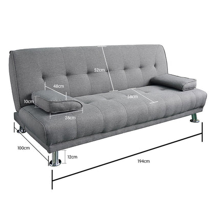 Sarantino Manhattan Sofa Bed Lounge Couch Futon Furniture Home Light Grey Linen Suite