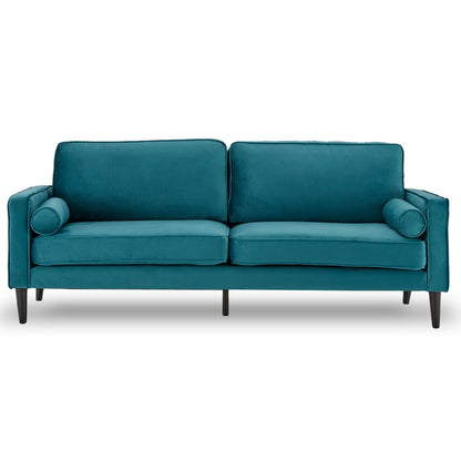 Sofá cama de terciopelo sintético Sarantino, muebles tipo lounge, asiento azul