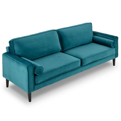 Sofá cama de terciopelo sintético Sarantino, muebles tipo lounge, asiento azul