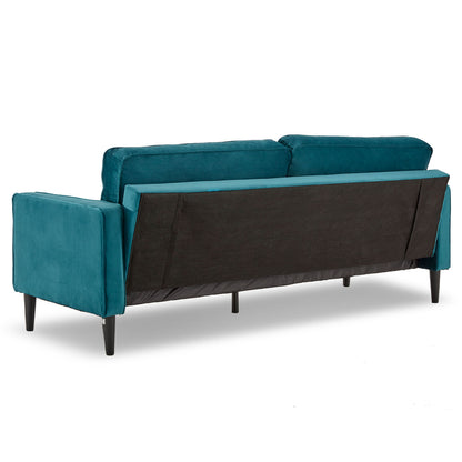 Sofá cama de terciopelo sintético Sarantino, muebles tipo lounge, asiento azul