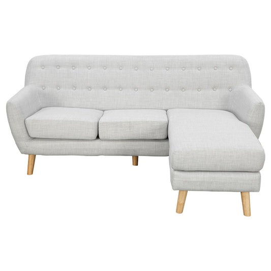 Sarantino Linen Corner Wooden Sofa Lounge L-shaped with Left Chaise Light Grey