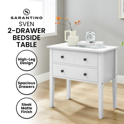 Sarantino Sven Bedside Table Night Stand - White