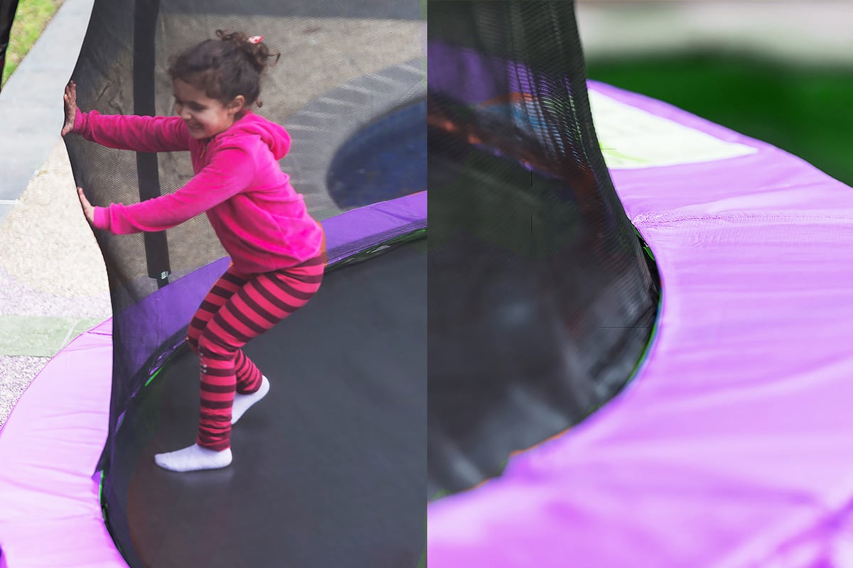 Kahuna 12ft Outdoor Trampoline Kids Children With Safety Enclosure Pad Mat Ladder Basketball Hoop Set - Purple