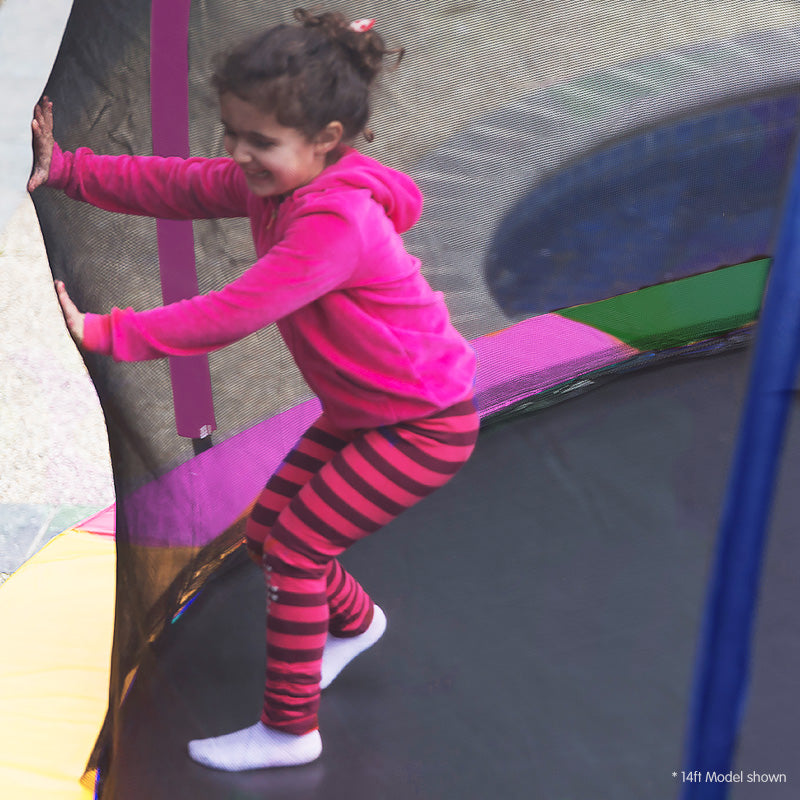 Kahuna 12ft Outdoor Trampoline Kids Children With Safety Enclosure Pad Mat Ladder Basketball Hoop Set - Rainbow