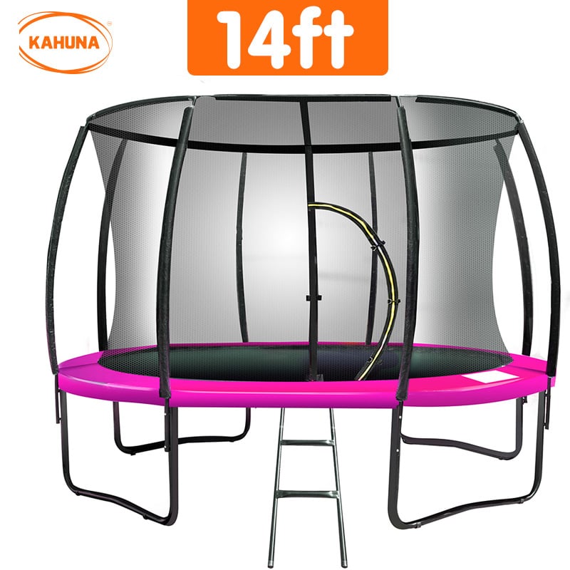 Kahuna 14ft Trampoline Free Ladder Spring Mat Net Safety Pad Cover Round Enclosure - Pink