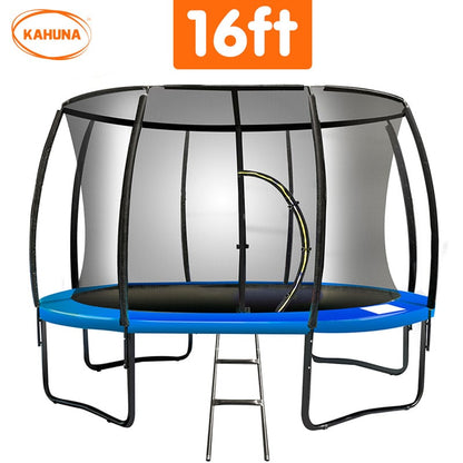 Kahuna 16ft Trampoline Free Ladder Spring Mat Net Safety Pad Cover Round Enclosure - Blue