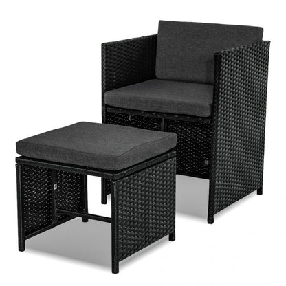 Juego de comedor para exterior Bali de 11 piezas, color negro