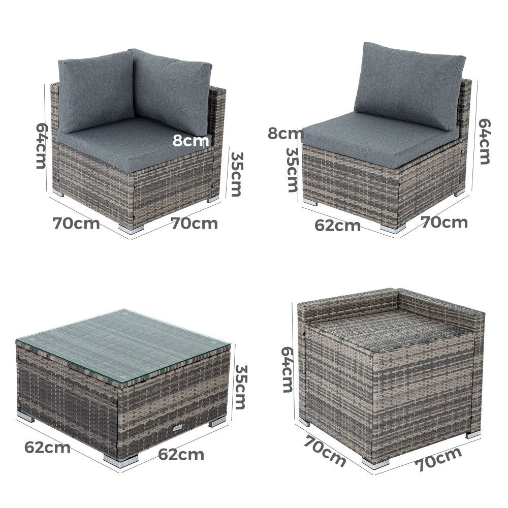 6PCS Outdoor Modular Lounge Sofa Coogee-Grey