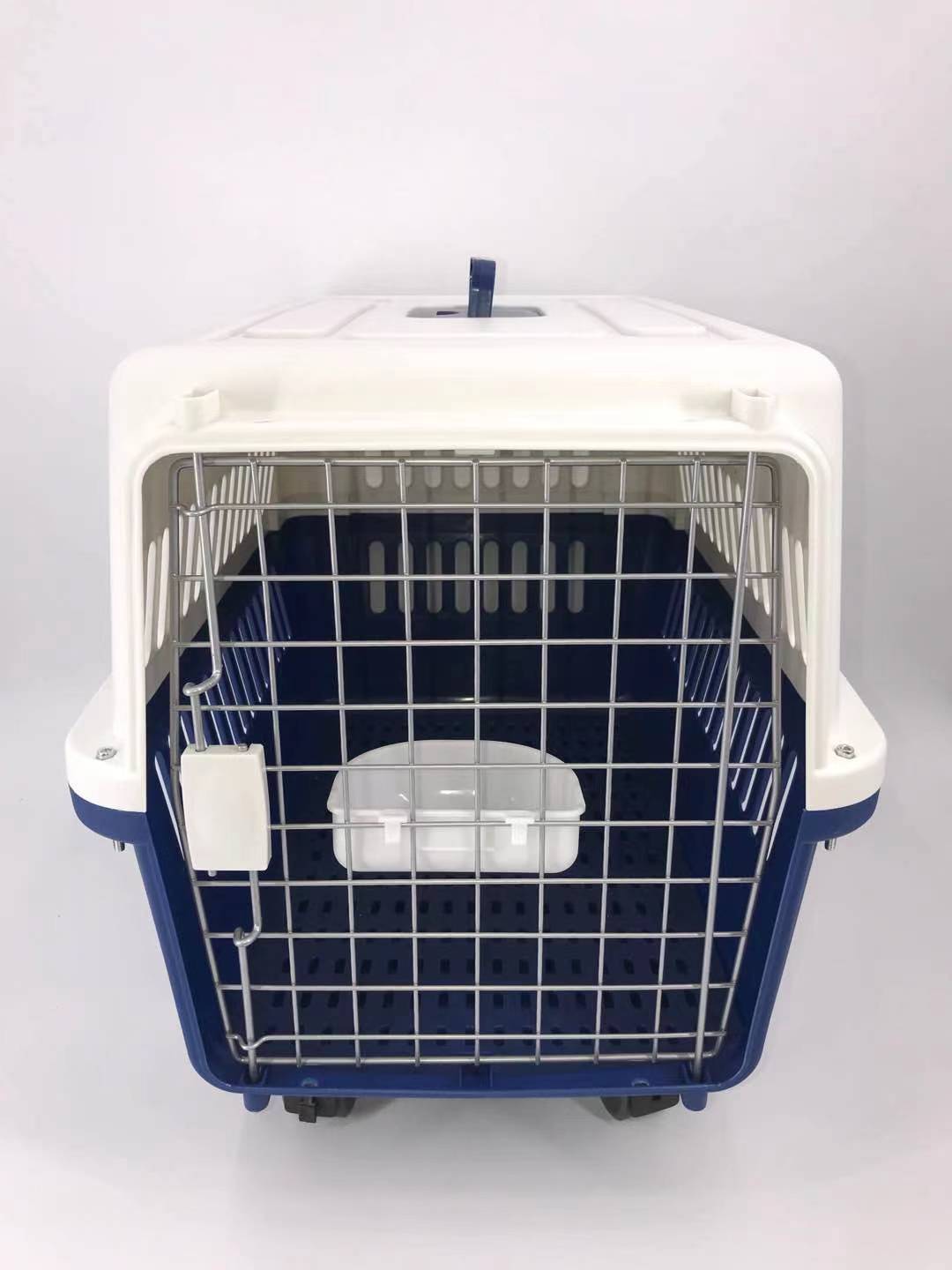 Navy XXL Dog Puppy Cat Crate Pet Carrier Cage W Tray, Bowl & Removable Wheels
