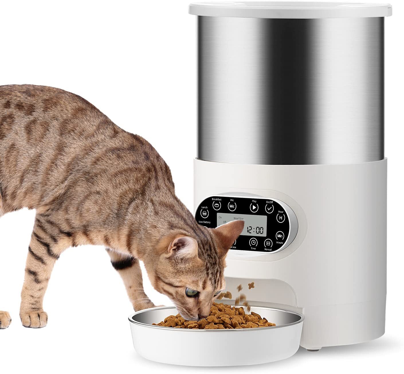 YES4PETS Electric Automatic Pet Dog Cat Rabbit Feeder Stainless Steel 3L Dispenser