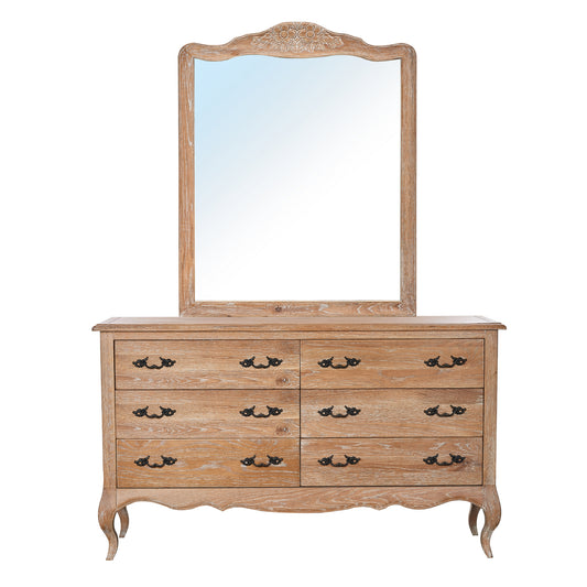 Bali Dresser Mirror 6 Chest of Drawers Tallboy Storage Cabinet Oak