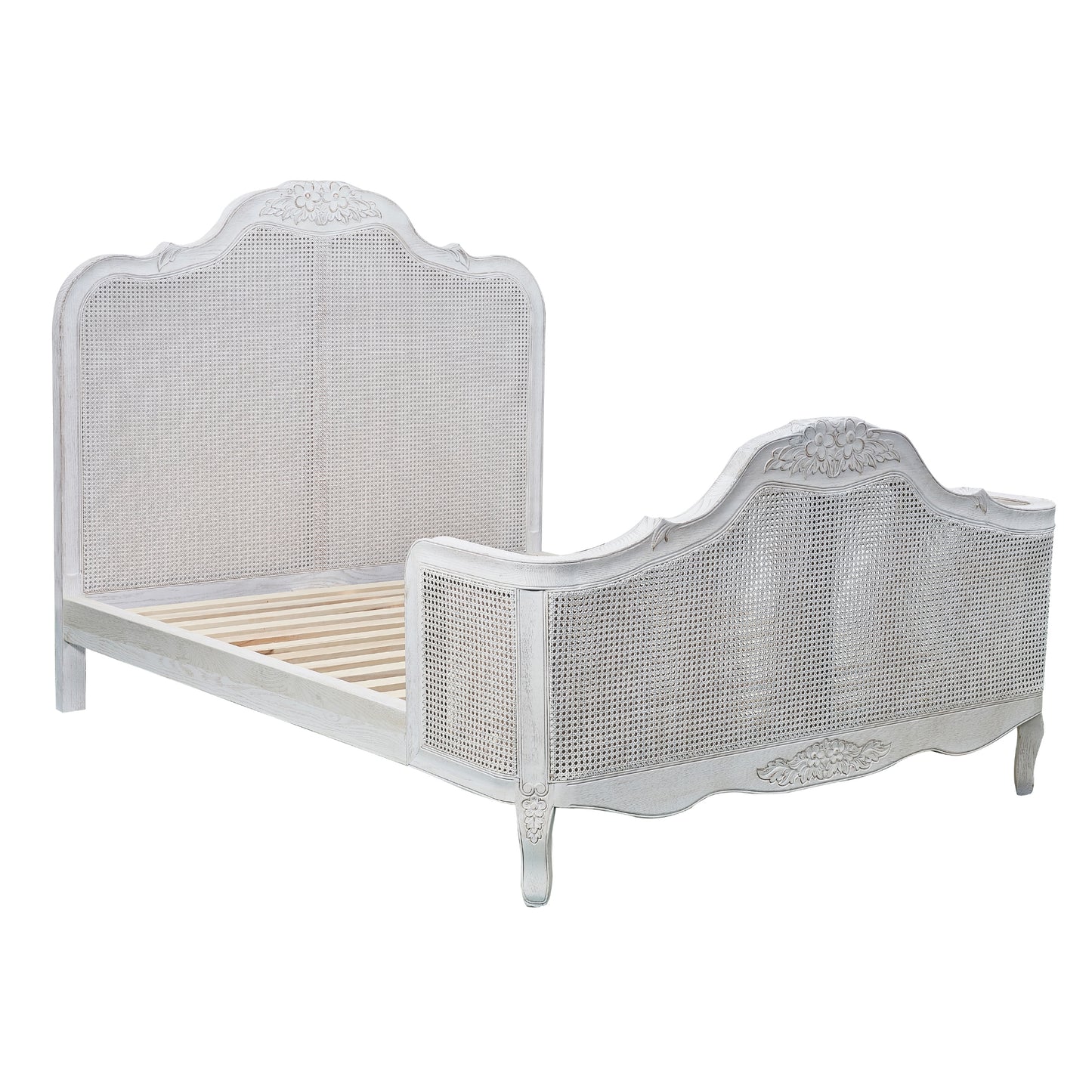 Alice 5pc King Bed Suite Bedside Dresser Bedroom Rattan Furniture Package White