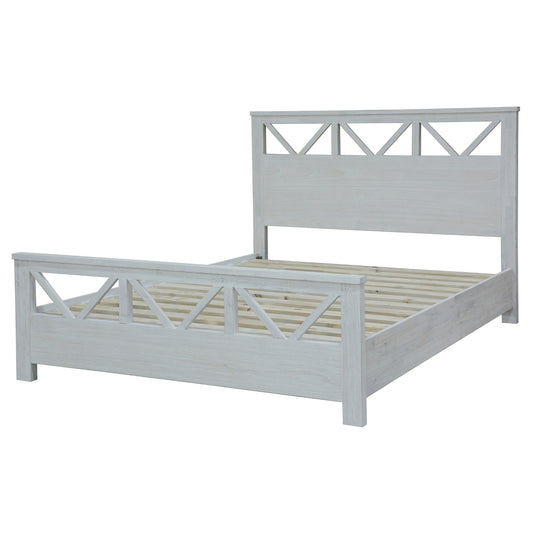 Myer Double Size Bed Frame Solid Timber Wood Mattress Base White Wash