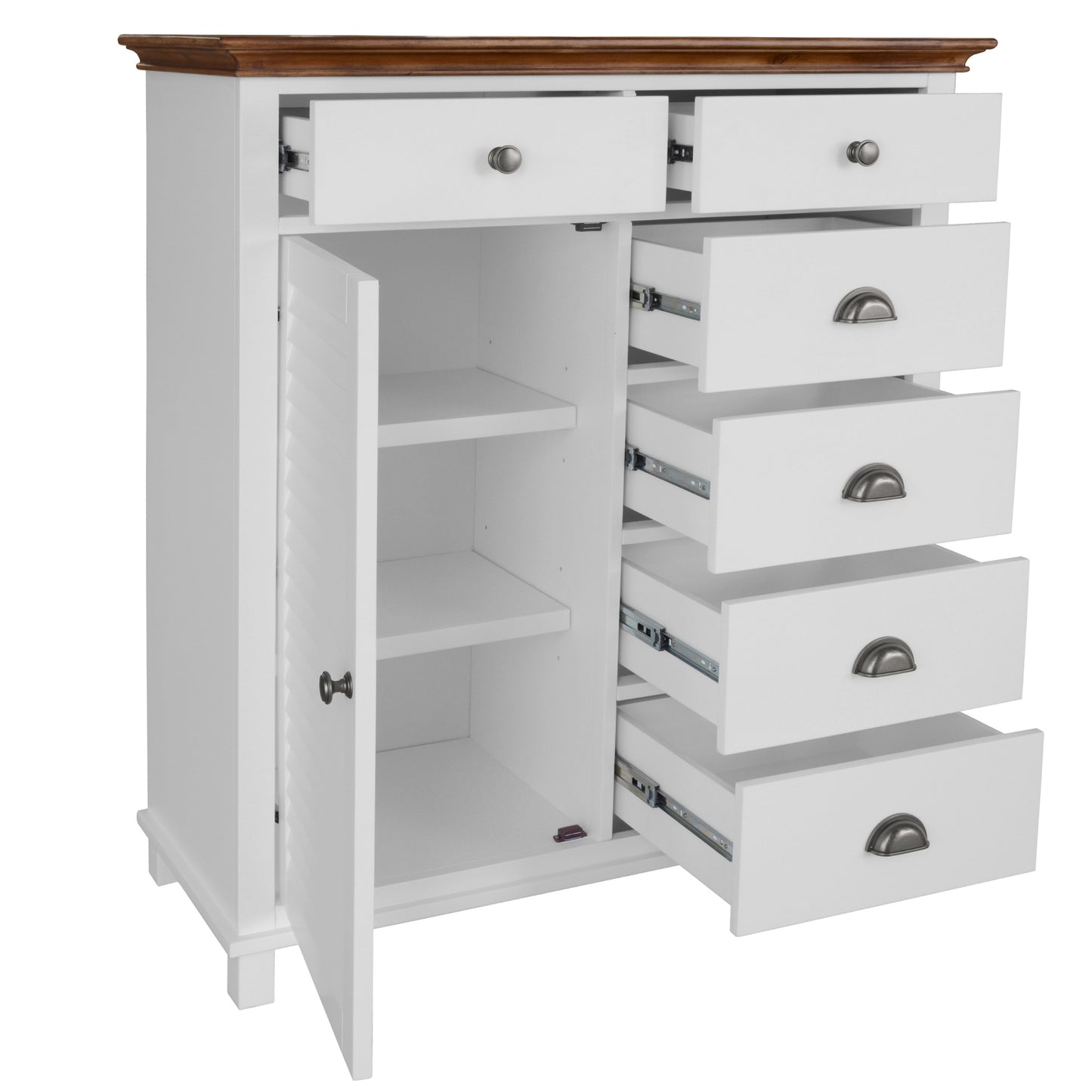 Virginia Tallboy 6 Chest of Drawers Solid Pine Wood Bed Storage Cabinet - White