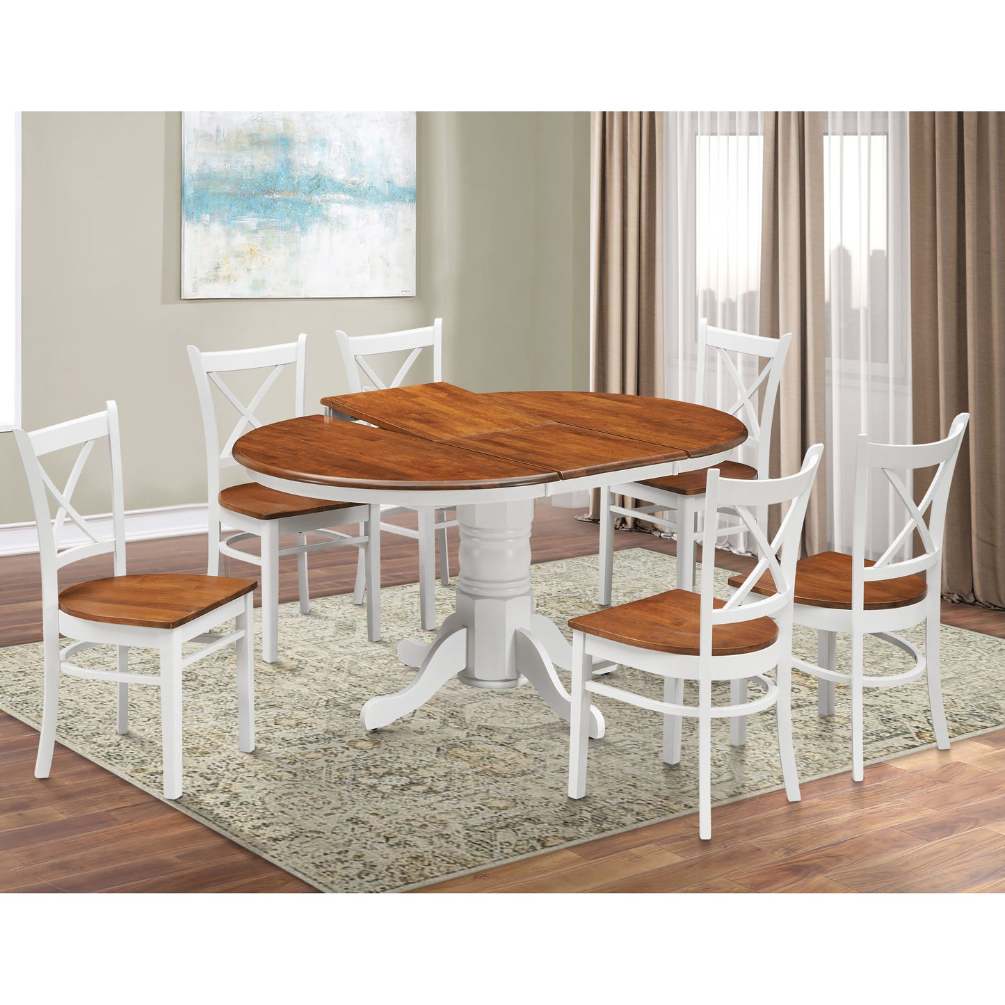 Lupin Dining Chair Set of 8 Crossback Solid Rubber Wood Furniture - White Oak