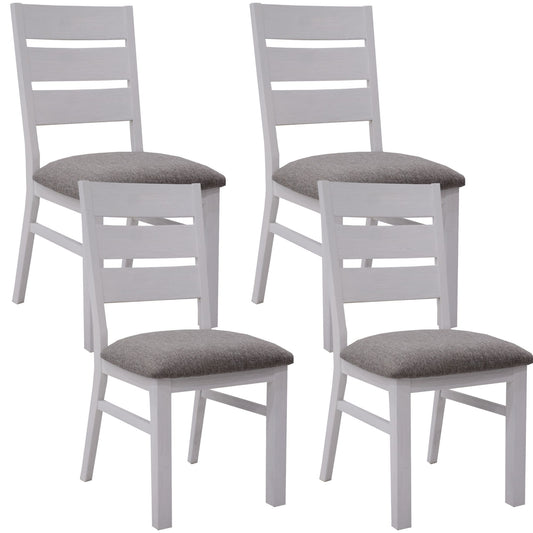 Plumeria Dining Chair Set of 4 Solid Acacia Wood Dining Furniture - White Brush