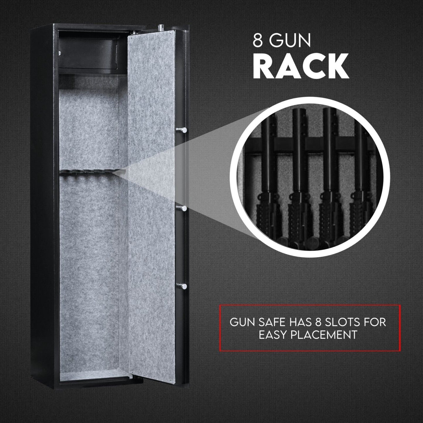8 Gun Safe Firearm Rifle Storage Lock box Steel Cabinet Heavy Duty Locker CAT A+B