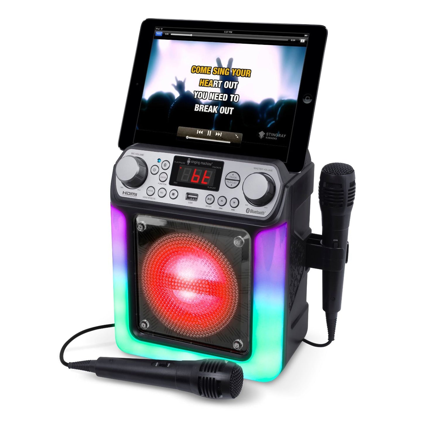 Singing Machine HDMI Groove Mini Portable Karaoke System with Bluetooth and Voice Changing Effects