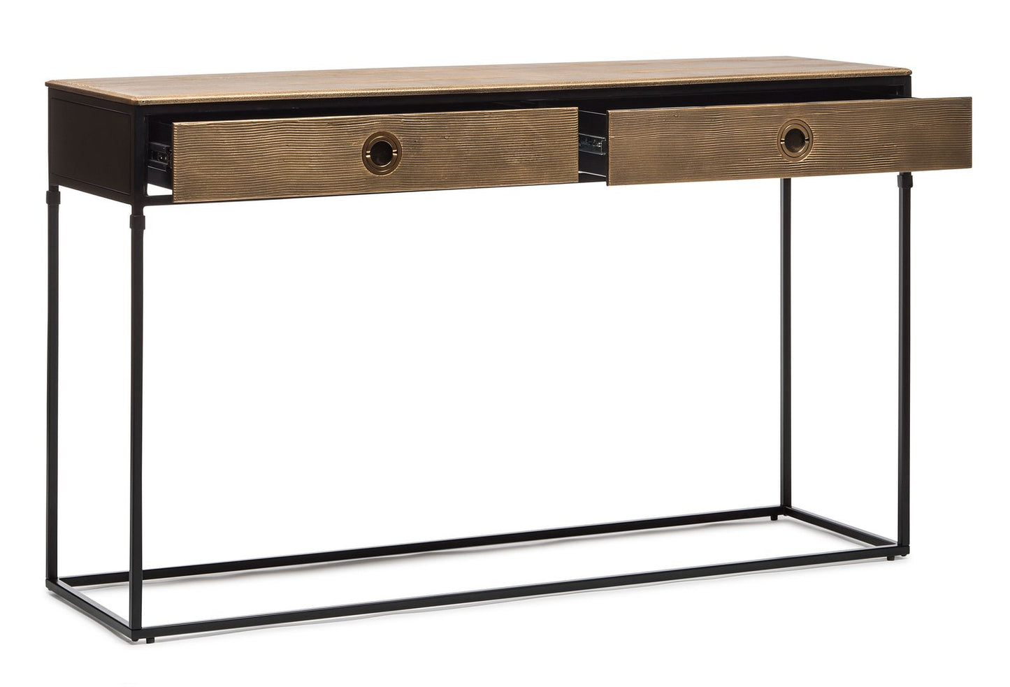 Contemporary Golden Black Hallway Console Table with Drawers