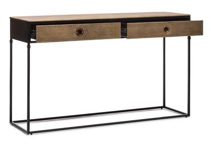 Contemporary Golden Black Hallway Console Table with Drawers