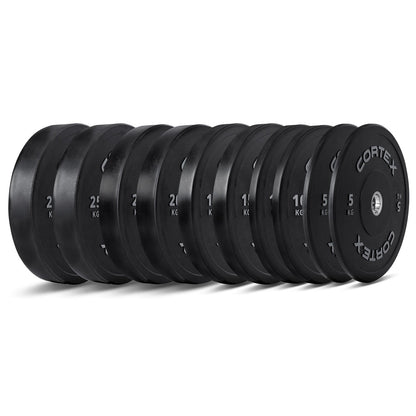 Juego de discos de goma para parachoques olímpicos CORTEX Black Series V2 de 150 kg y 50 mm