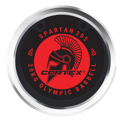 Barra olímpica CORTEX SPARTAN205 de 2,13 m y 20 kg (cromo duro) con collares Lockjaw