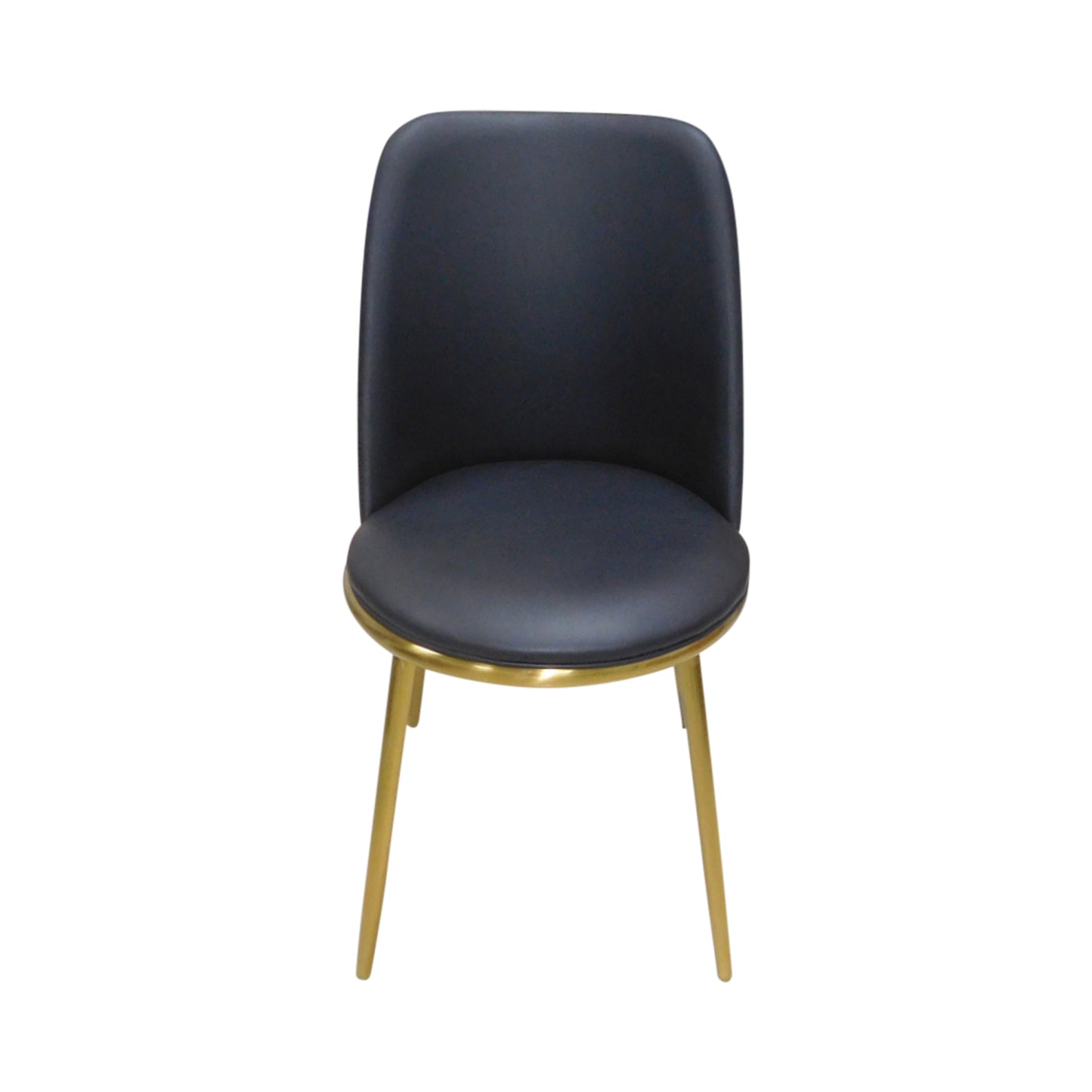 6X Dining Chairs Black Leatherette Seat Golden Frame Tripod Legs Stainless Steel Firm Support