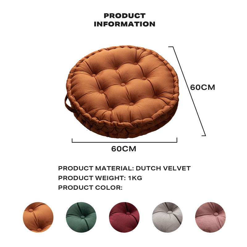 Luxury Round Pouf Tatami Cushion Meditation Floor Mat with Handle