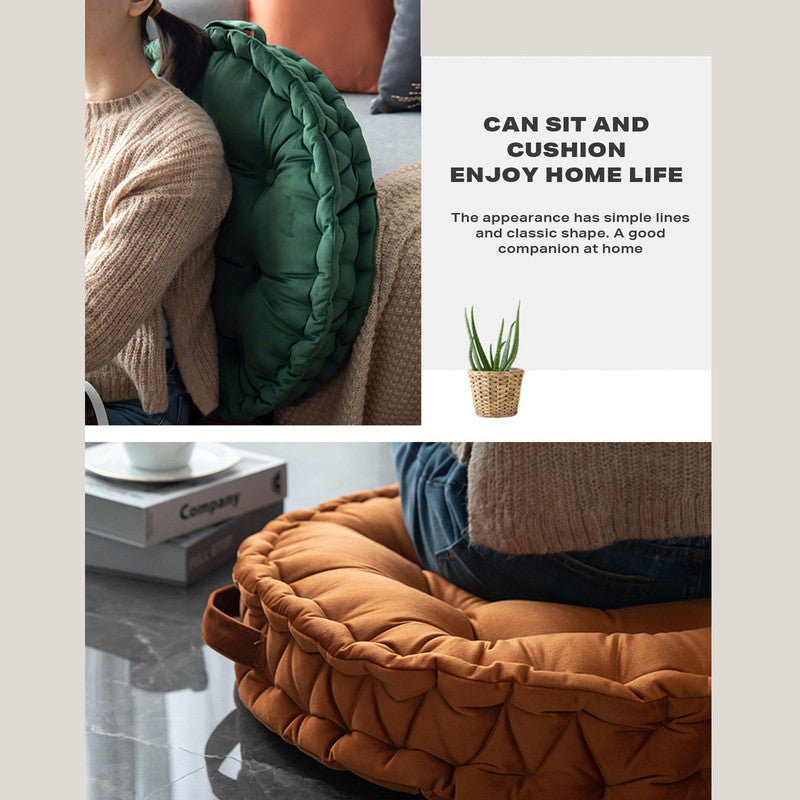 Luxury Round Pouf Tatami Cushion Meditation Floor Mat with Handle