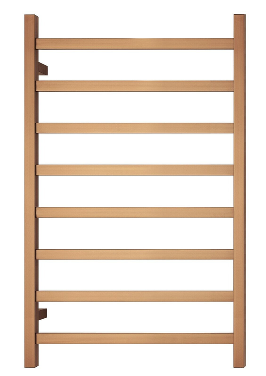 Premium Brushed Rose Gold Heated Towel Rack - 8 Bars, Square Design, AU Standard, 1000x620mm Wide