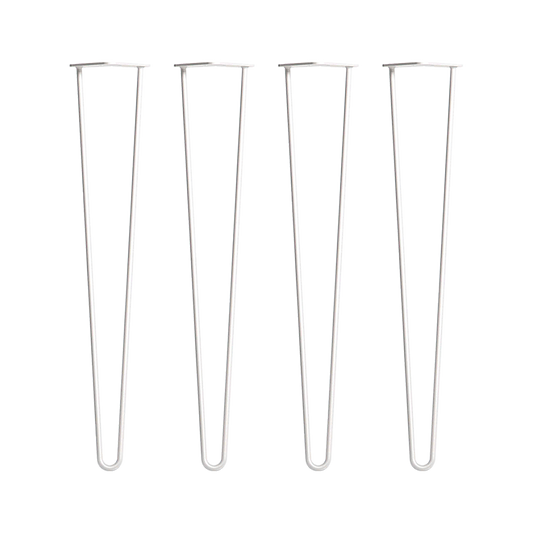 Set of 4 Industrial Retro Hairpin Table Legs 12mm Steel Bench Desk - 71cm White