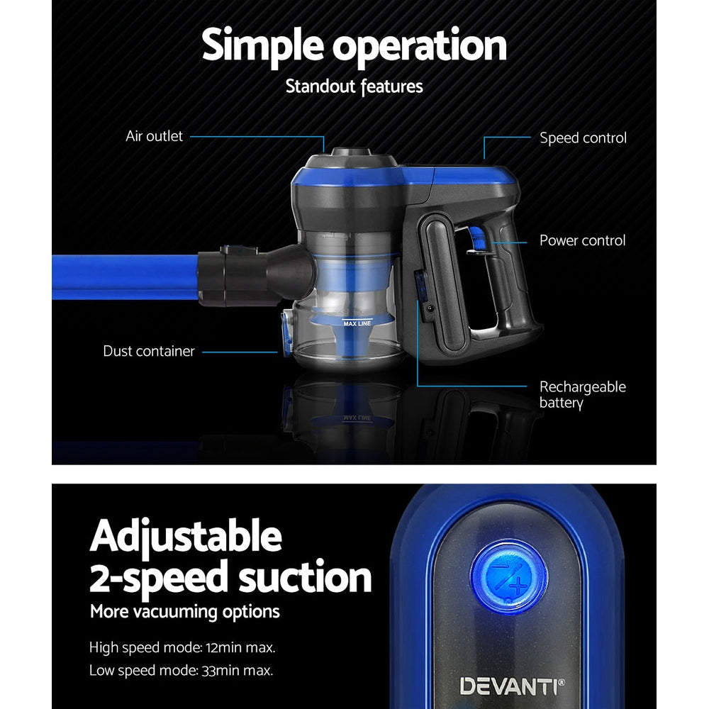 Devanti Handheld Vacuum Cleaner Brushless Cordless 250W Blue