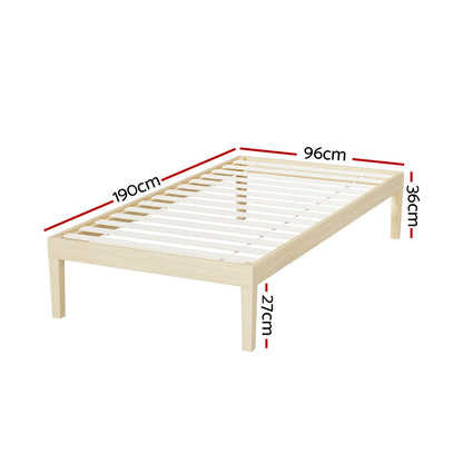 Artiss Bed Frame Single Size Wooden Base Mattress Platform Timber Pine BRUNO