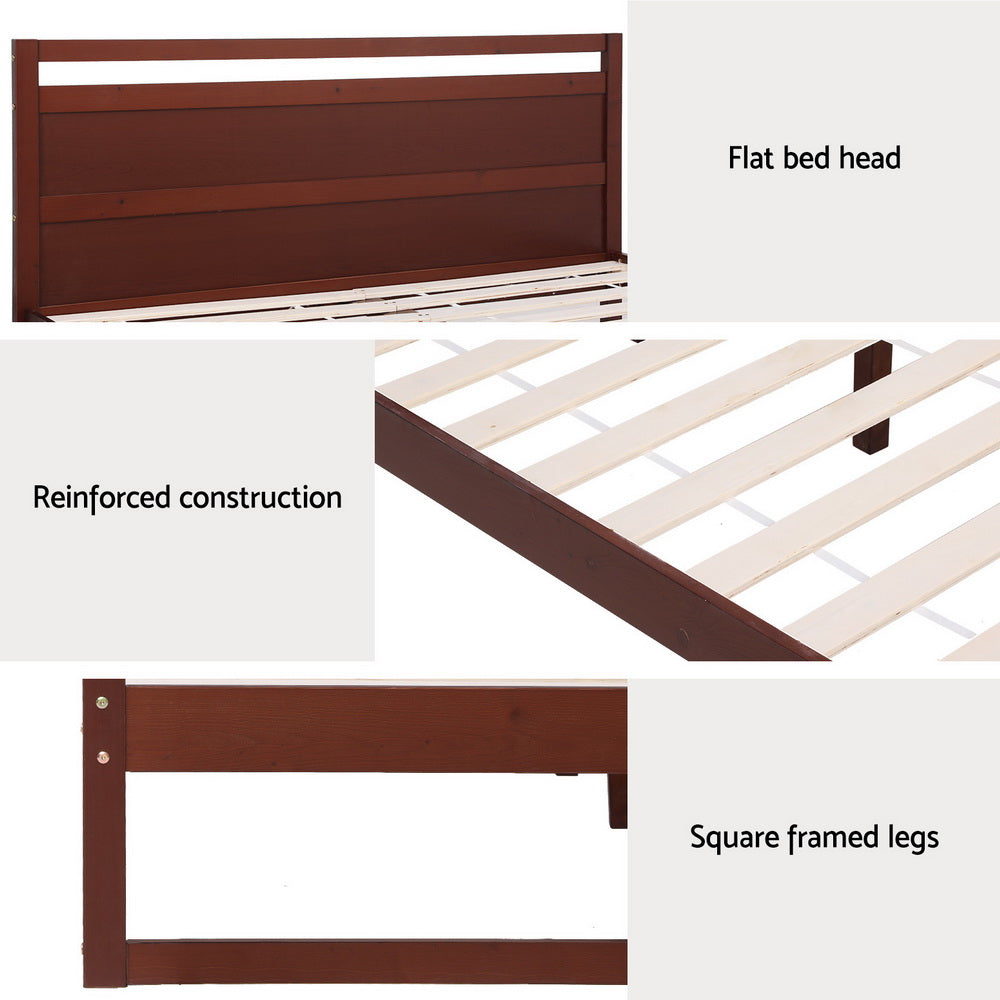 Artiss Bed Frame King Single Size Wooden Walnut WITTON