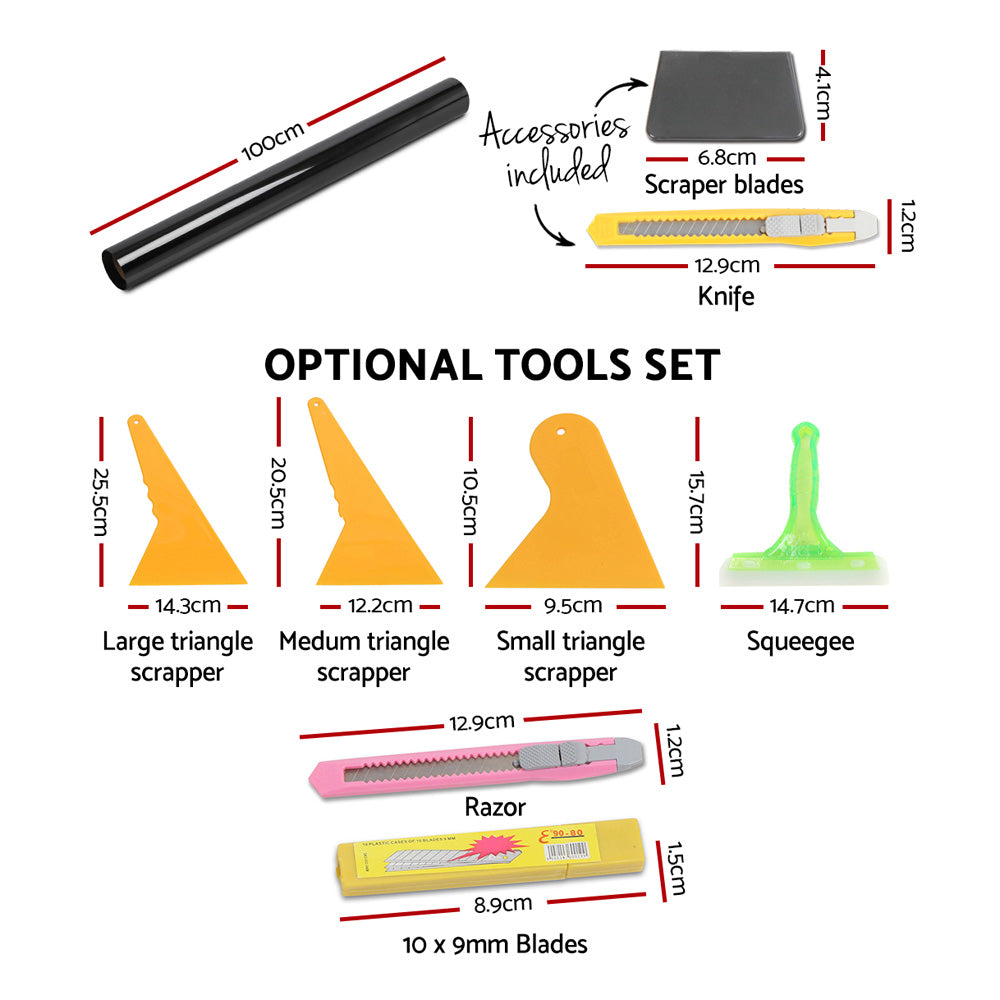 Giantz Window Tint Film Black Roll 5% VLT Home 100cm X 30m Tinting tools Kit