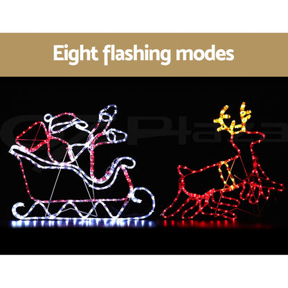 1X Christmas Lights Reindeer Sleigh 806 LED Decorations Jingle Jollys